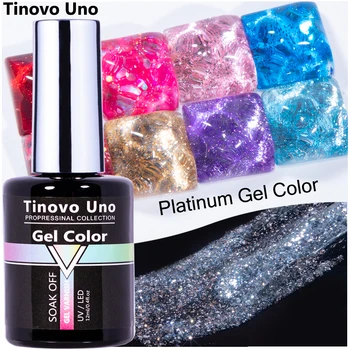 Tinovo Uno Platinum Glitter Geel poola 12MLSemi Alalise UV Küünelakid Kuld, Hõbe Diamond Shine Emailiga Geel-Lakk Esmalte